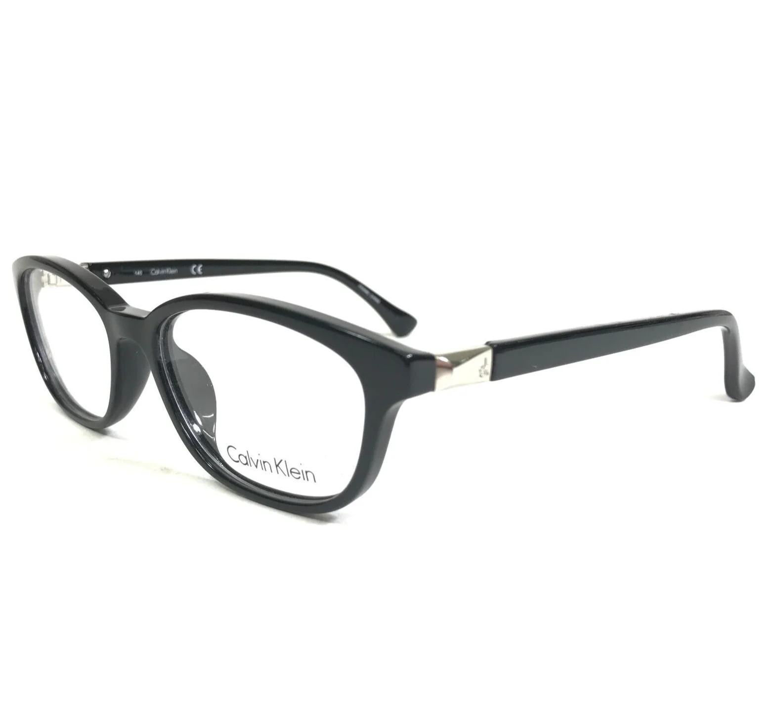 Calvin Klein Eyeglasses Frames CK5927 001 Shiny Black Silver Cat Eye 52-16-140