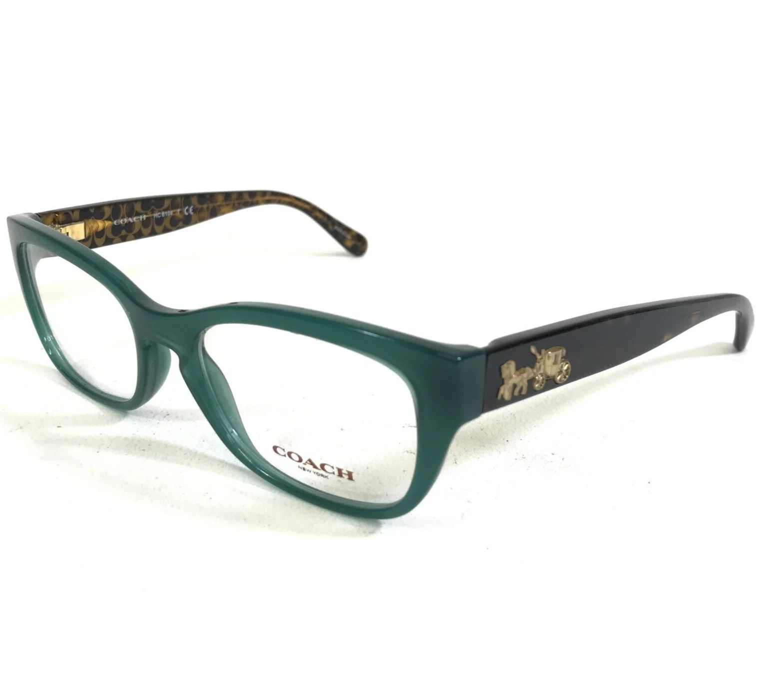 Coach Eyeglasses Frames HC 6104 5451 Green Brown Tortoise Rectangular 50-16-140